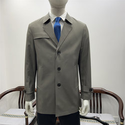 Special offer for men's business casual mid-length easy-care, no-iron, machine-washable suit collar, single-breasted windbreaker.