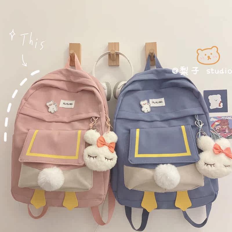 Fozens cute duck butt middle school student schoolbag female Mori Japanese canvas shoulder high school backpack campus simple