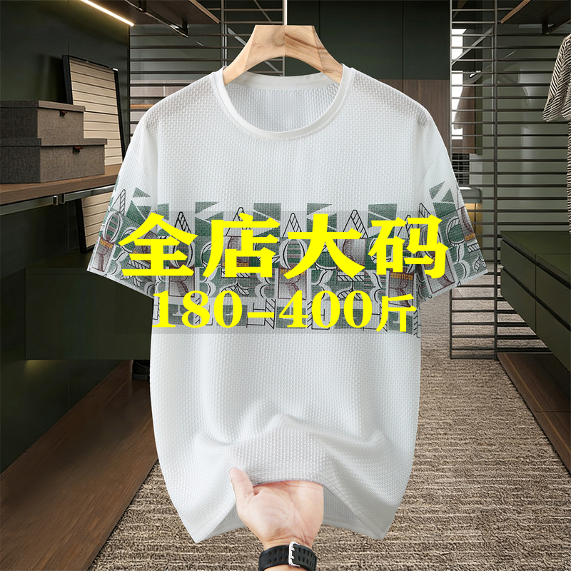 Summer Mesh Quick-Drying Short-Sleeved T-Shirt for Men, Plus Size, Loose, Breathable, Half-Sleeved, Sports Casual Top for Fat Men