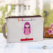 Korean version of the fabric clutch Simple multi-layer canvas handbag Mobile phone bag coin purse Student wallet storage small cloth bag