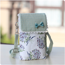 Pastoral mini cute small bag female crossbody bag Multi-layer cotton linen mobile phone coin purse small fresh fabric art womens bag