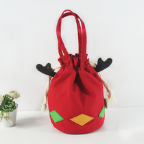 Korean version of the cartoon bundle pocket mobile phone bag girls receive small cloth bag Cute fabric pull-out bag Bucket storage bag