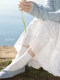 鹿向南「慵懒时光」白色蛋糕半身裙女早秋小个子a字裙半身长裙