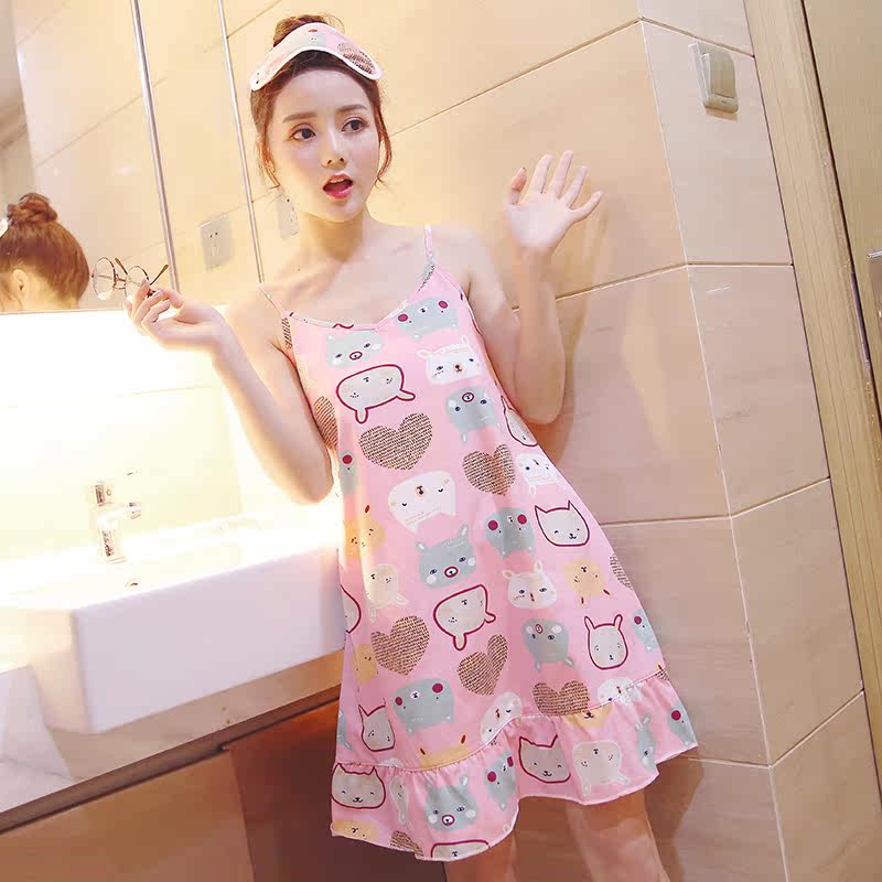 夏季吊带睡裙女夏纯棉性感公主可爱卡通韩版夏天薄款宽松睡衣裙子