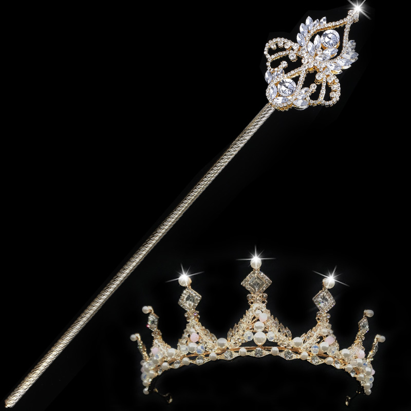 Magic Wand Scepter Cane Beauty Goddess Angel Prop Girl Princess Fairy Stick Kids Crown Set Toy