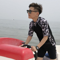 Les handsome tt swimsuit strengthen conservative chest short-sleeved half-sleeve tide suit Spa split belly cover thin bathing suit