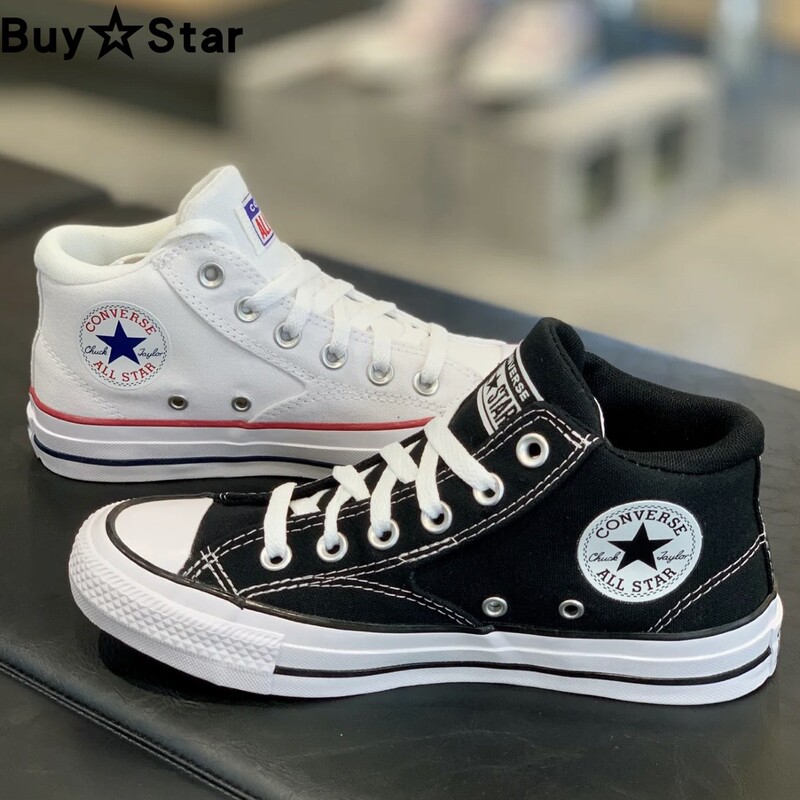 Converse Malden Street Classic Black and White Mid-Top Canvas Shoes A00811C A00812C