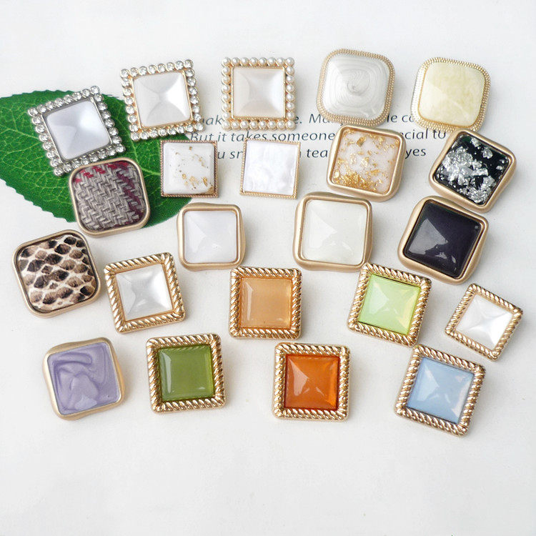 High-grade square button fashion square button fashion top skirt small fragrance suit shirt cardigan decorative button