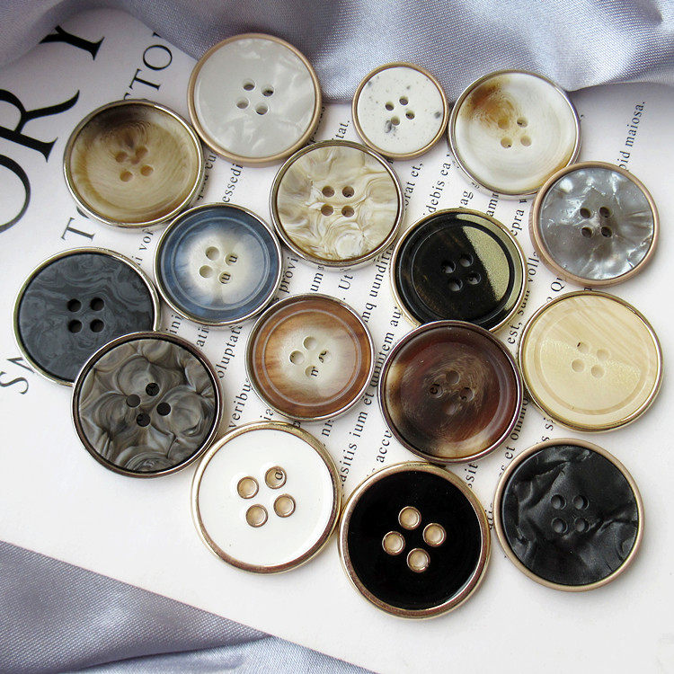 High-grade round trench coat button Black four-eye suit button men's coat suit shirt cardigan sweater top button