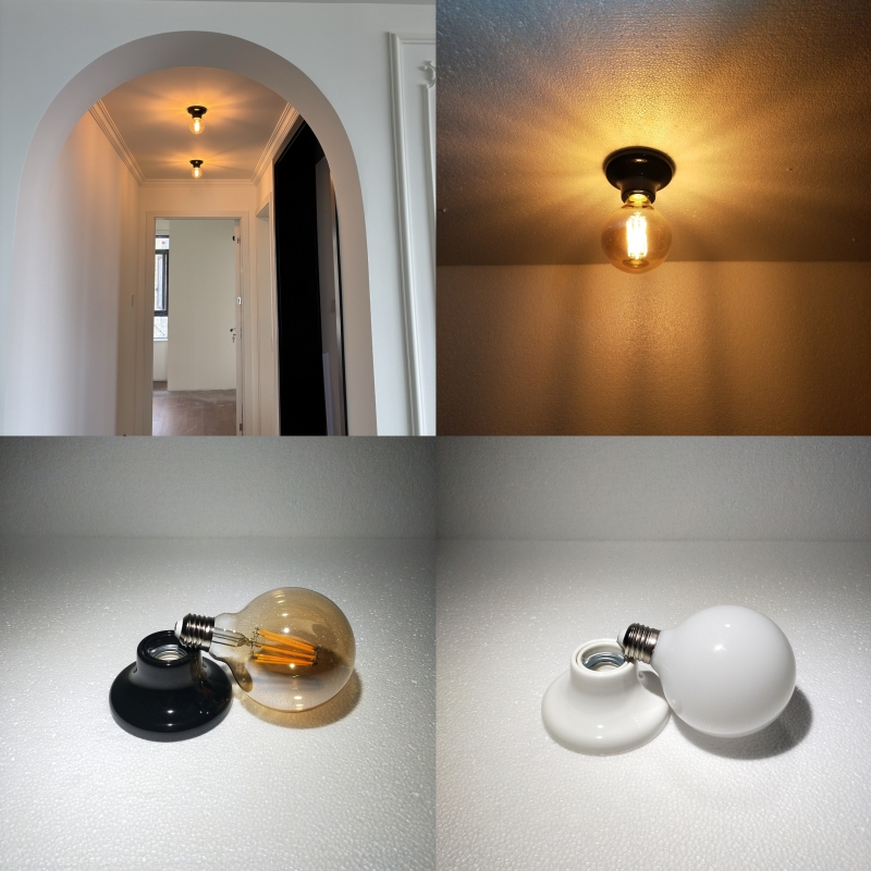 Exquisite Ceramic High-Temperature Resistant Lamp Holder Led Energy-Saving Flicker-Free G95 Light Bulb Entrance Corridor Room Ceiling Light Exquisite Ceramic High-Temperature Resistant Lamp Holder Led Energy-Saving Flicker-Free G95 Light Bulb Entrance Corridor Room Ceiling Light