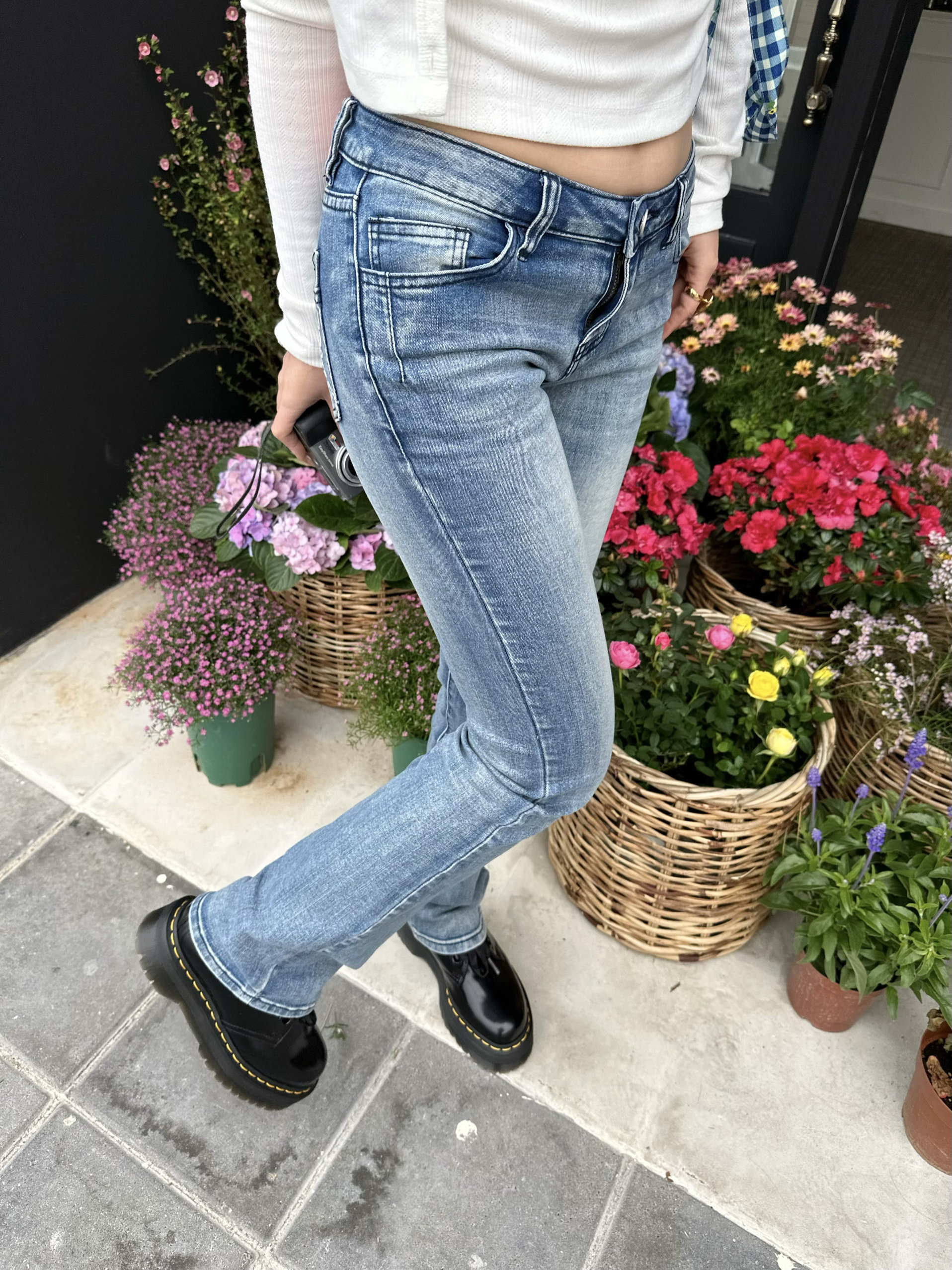 Оригинальные popchee｜Версия небесно-голубая Сейлор Мун｜Высокая эластичность микро-клеш! Сердечки на заднем кармане