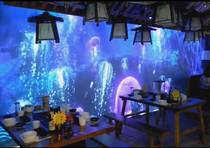 Holographic banquet hall Holographic projection fusion immersive surround virtual restaurant Hotel banquet program project construction
