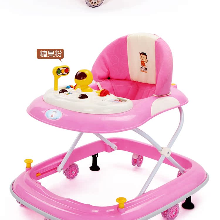 Bé sơ sinh con toddler walker 6 7-18 tháng đa chức năng chống rollover đẩy có thể ngồi với âm nhạc phanh