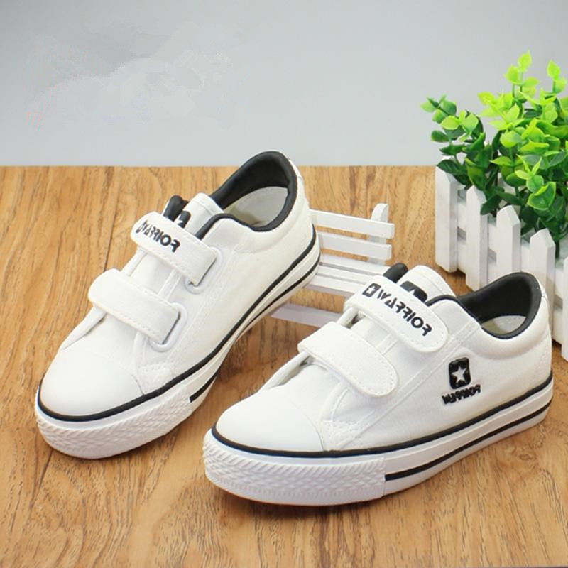 Pull back children's shoes, students, small white shoes, big children's sports shoes, boys' Velcro breathable casual shoes, girls' white shoes