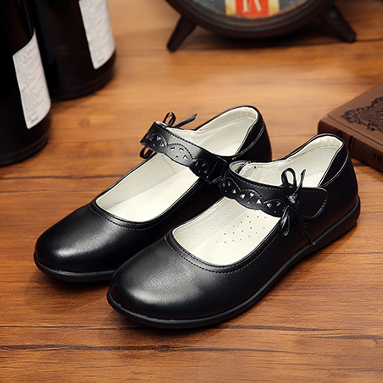 National Star Girls Shoes Princess Shoes Snappers Spring and Autumn Children's Leather Shoes Black Leather Shoes Dance Shoes