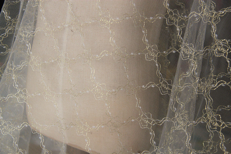 Day Sheet Clothing Fabric Gold Thread Transparent Mesh Lace Fabric Dress Foreign Dress Wedding Dress Fabric Wide 1 5 m