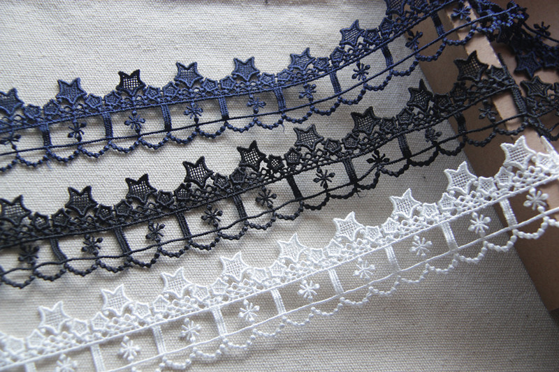 D20D19 Handmade DIY Accessories Day Version Water Soluble Silk Thread Stars Hollowed-out Lace Lace can be worn with silk bandwidth 4cm