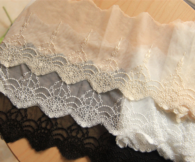 D9 handmade diy lace clothing accessories gorgeous wave curtain mesh embroidery lace width 14cm