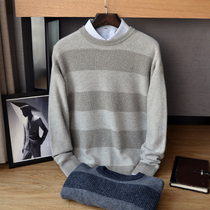 2020 Autumn and Winter new pure cashmere sweater men fashion vintage striped thick sweater 100% cashmere sweater