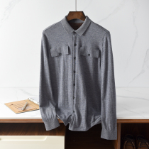 2021 autumn and winter New 100% cashmere shirt men Business casual buckle shirt worsted cashmere cardigan