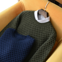2020 autumn and winter New 100% cashmere sweater men Heavy padded retro diamond-shaped pure cashmere sweater warm