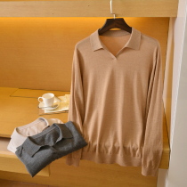 2021 Spring New mulberry silk polo shirt mens solid color pullover casual sweater young thin sweater