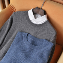 2020 Autumn and Winter new pure cashmere sweater male young and middle-aged business leisure round neck long sleeve sweater solid color knitted base