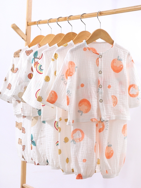 Thin Pure Cotton Summer Baby Long-Sleeved Air Conditioning Room Clothing Pajamas — 2