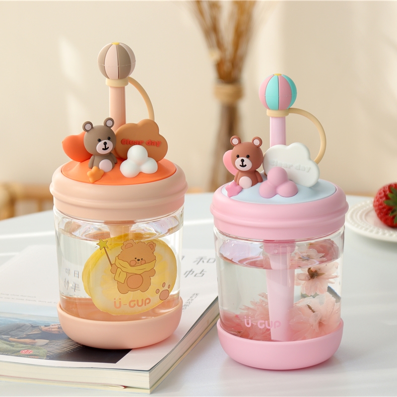 tritan cold extraction cup cute student girl straw water cup high face value girl's office home net red mug