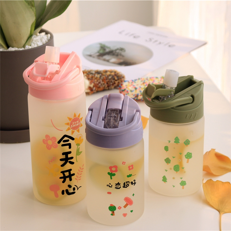 Water glass suction tubular girl Jane about glass cup student creative pregnant woman little fresher Korean version cute cup with straw
