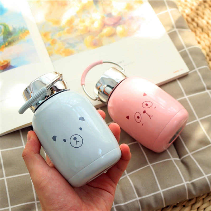 Simple expression thermos mug female student cute Korean portable creative cute water cup small and cute stainless steel cup