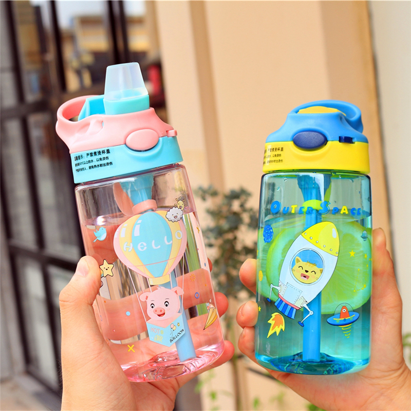 Straw cup children's water cup boys and girls cute primary school students anti-fall school special portable plastic kindergarten cup