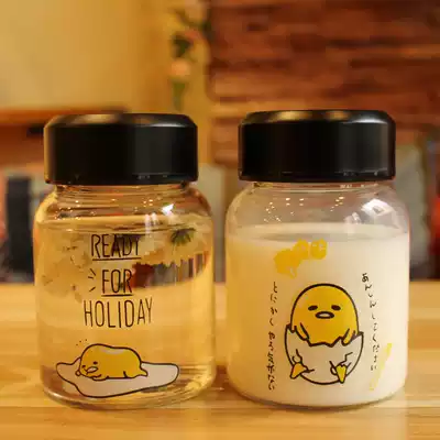 Creative cute glass portable mini small water cup Female student Korean fresh transparent simple cup with lid