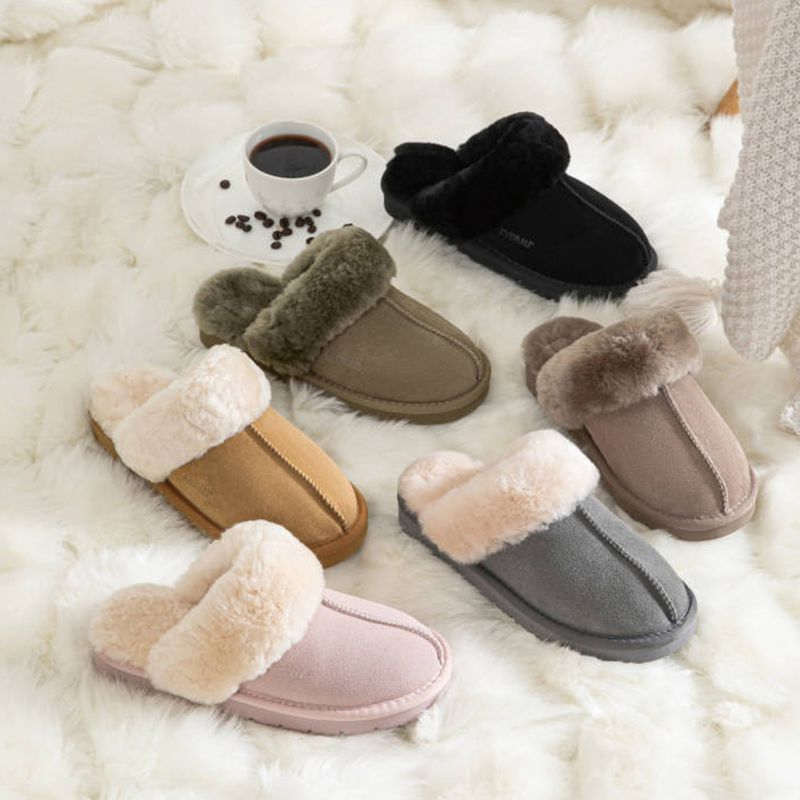 Australian Everau Women's Shoes for Home and Outdoor Use, Wool Slippers, Platform Slippers, Closed-Toe Slippers, Cow Suede Upper 2024