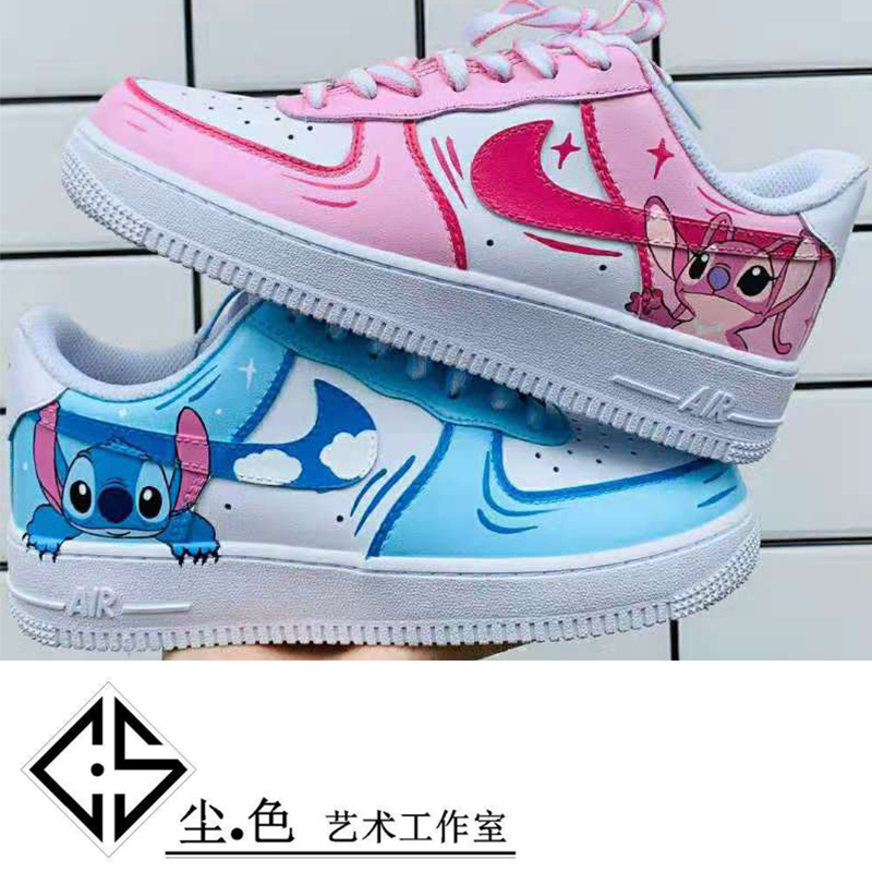 Sneakers custom graffiti hand-painted color change DIY Stitch Angie cartoon anime hand-painted couple AF1 AJ sneakers