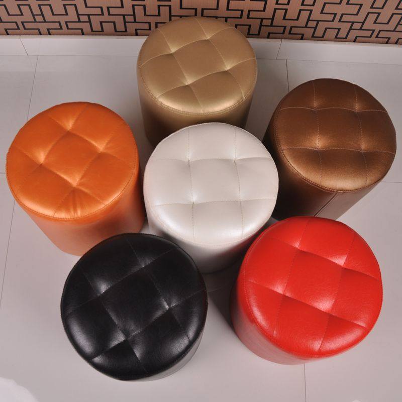 Changing shoes stool leather stool furniture stool bench footrest stool tea table small stool round stool Makeup Chair Mound Bench Leather Mound