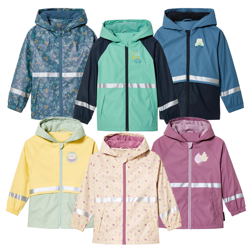 2025 Children's Raincoat Spring and Autumn Fleece-Lined Pu Jacket for Boys and Girls Kindergarten Baby 2-8 Years Old Waterproof Raincoat Jacket