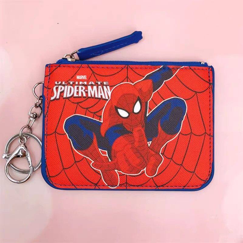 กระเป๋าใส่เหรียญและที่ใส่บัตรลายการ์ตูนสุดเท่ ฮีโร่ Marvel สไปเดอร์แมน แบบสองในหนึ่ง กระเป๋าเก็บของขนาดกะทัดรัด พกพาสะดวกสำหรับนักเรียน