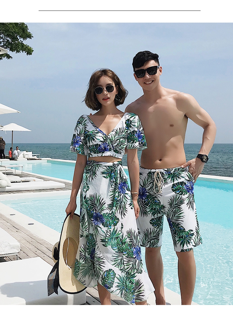 National Wind Lovers Swimsuit Three Sets South Korea Beach Suit Seaside Honeymoon Swimsuit Male Spa Couple Swimsuit