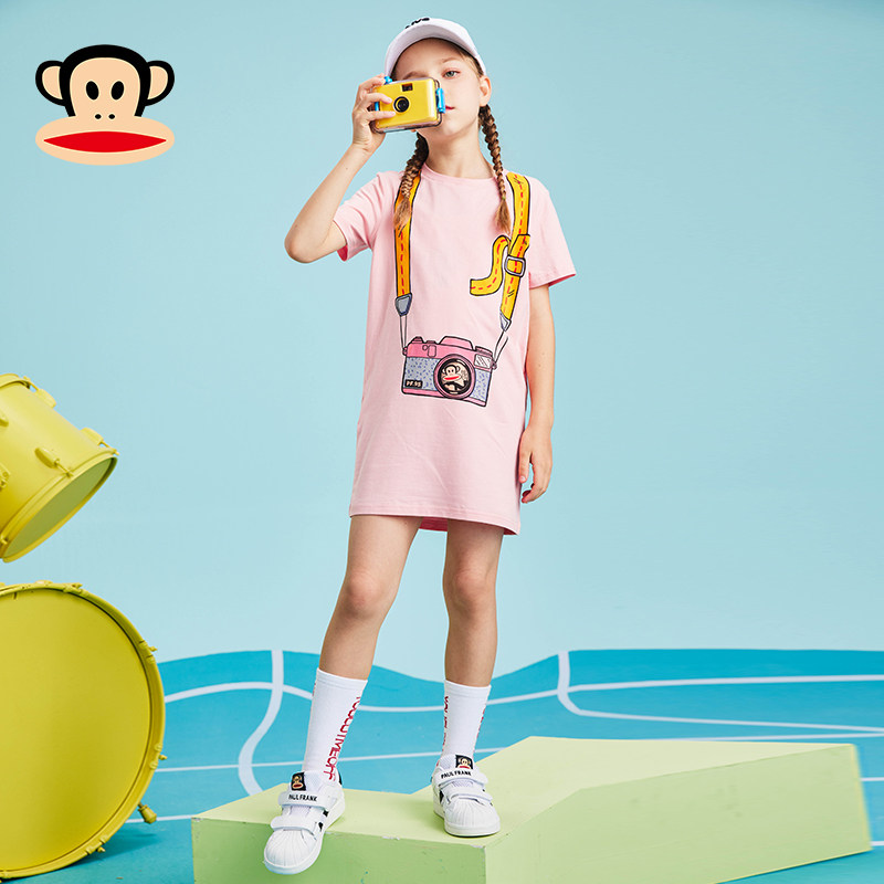 Paul Frank 大嘴猴 21年夏季款 女童T恤裙 天猫优惠券折后￥49包邮（￥99-50）110~160码2色可选