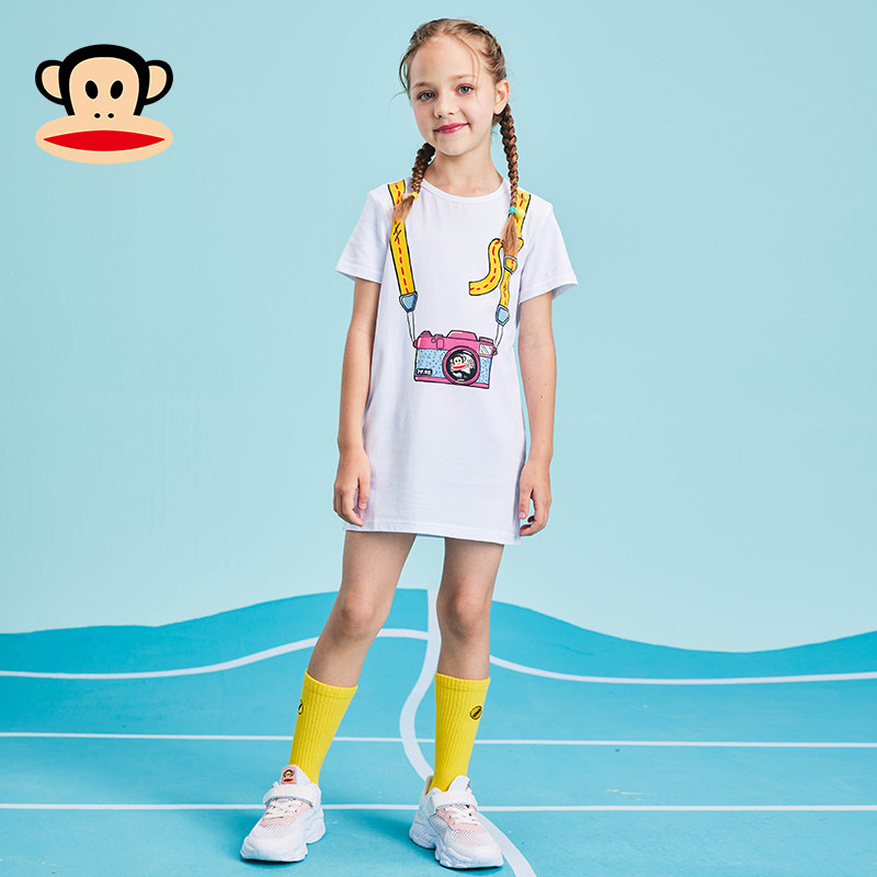 Paul Frank 大嘴猴 21年夏季款 女童T恤裙 天猫优惠券折后￥49包邮（￥99-50）110~160码2色可选
