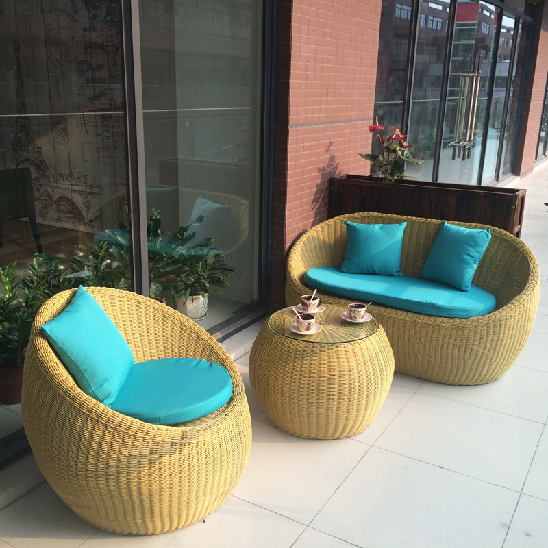 Outdoor Sofa Composition Patio Terrace Terrace Rattan waterproof sunscreen Balcony Rattan Chairs Famous and casual rattan sofa
