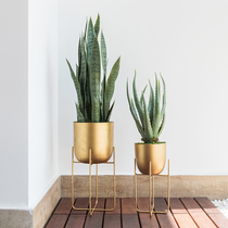 Nordic style floor-to-ceiling large flowerpot Light luxury decorative wrought iron double ins living room potted flower rack creative ornaments