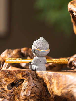 朱炳仁铜如意金箍笔套装铜笔齐天大胜笔架摆件悟空棒铜笔礼物