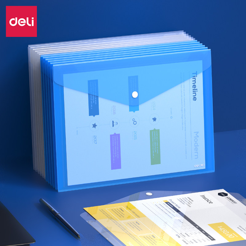 10 packs of powerful folder button bag A4 bag bill file file finishing plastic transparent business office student wholesale test paper test paper paper simple button clip economical