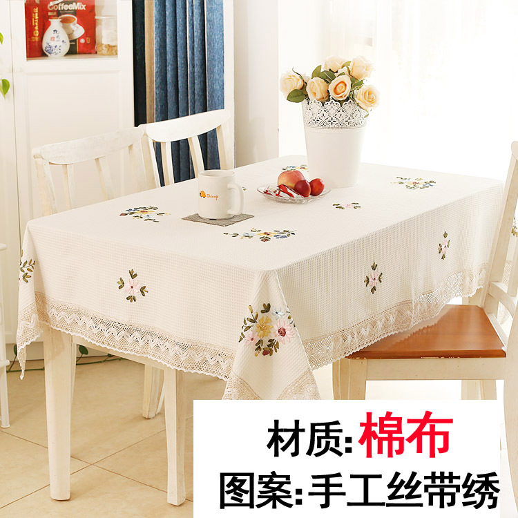 Field Garden Cloth Art Honeycomb Plaid Tablecloth Handmade Silk Ribbon Embroidered Tablecloth Tea Table Cloth Multipurpose Cover Towels Table Little Fresh