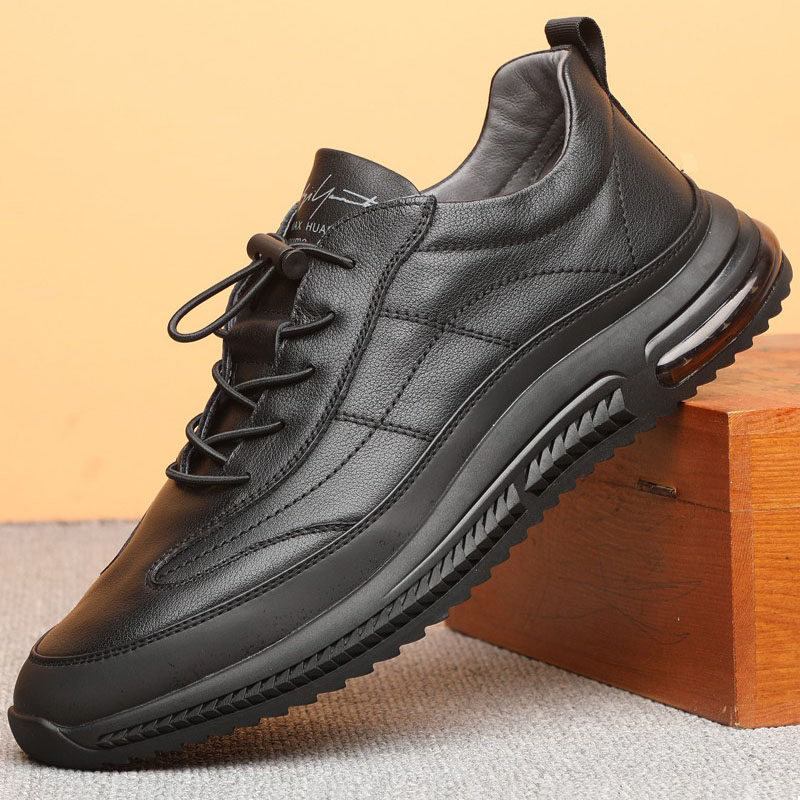 Whit leather shoes 2022 spring and autumn new fashion casual leather breathable sports shoes air cushion large size 46 men's shoes