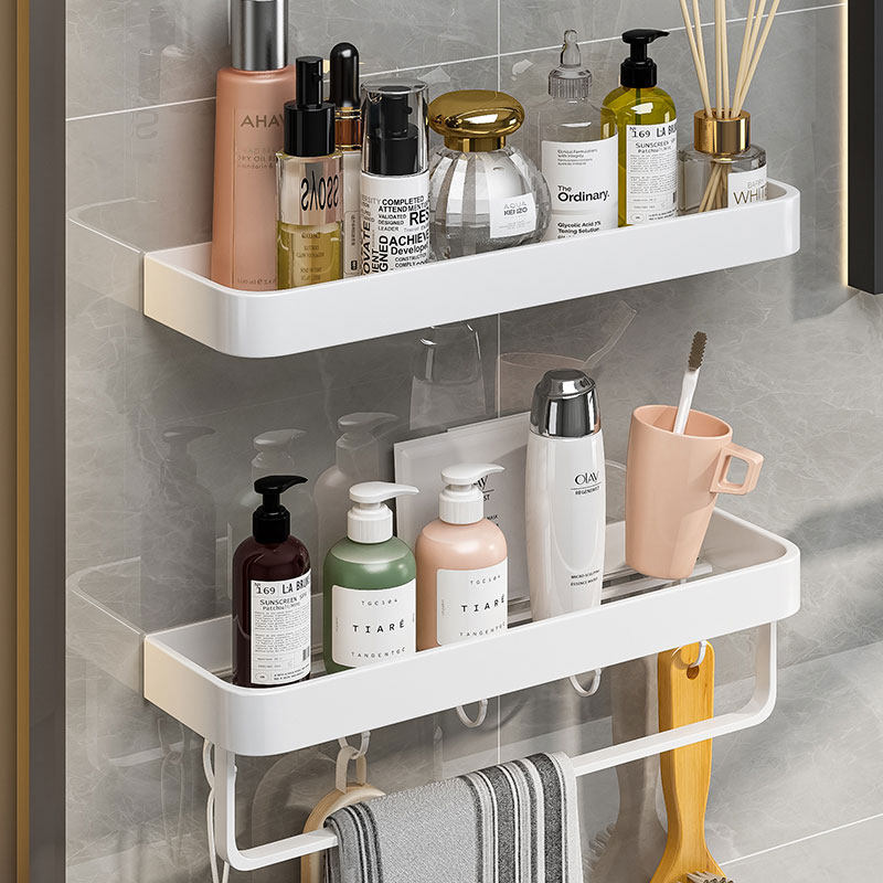Bathroom Shelve Free to punch Makeup Room Toilet Hung Towel Rack Bathroom Wash Terrace Wall-mounted Towel Rod