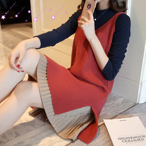 European station new temperament pullover mid-length sundress two-piece long-sleeved knitted dress autumn suit skirt women