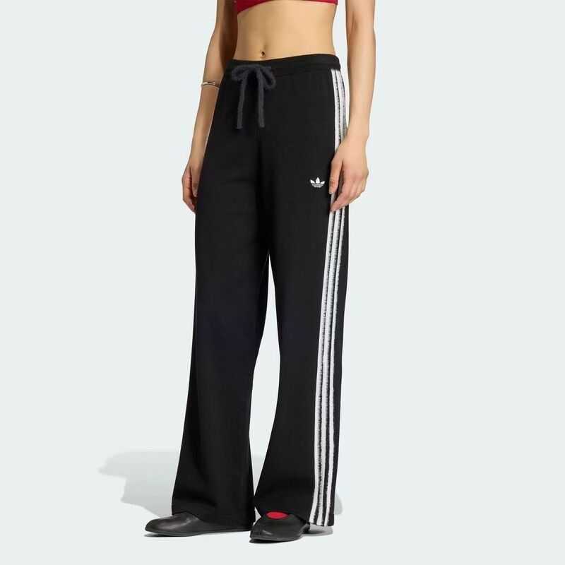 Adidas/Adidas Striped Drawstring Mid-Waist Knit Sports Pants Long Pants Women's Black Ks9363 Adidas/Adidas Striped Drawstring Mid-Waist Knit Sports Pants Long Pants Women's Black Ks9363